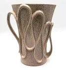 MCM Redwing USA Ribbon Handle Vase M1460 Brown Speckled Lavender int.  Red Wing