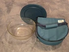 Pyrex Portables 7404-S 4.5qt Round Fluted Glass Bowl w/ Lid Green Bag Cold Pack