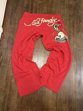 Ed Hardy Red Sweats Size XL 