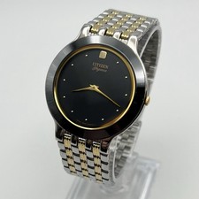 Citizen Elegance Quartz 6020-G05696 Solid Black Dial Two Tone Bracelet Vintage
