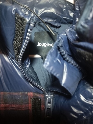 Desigual Steppjacke blau kariert Gr. L Kapuze Wollmischung neu mit Etikett - Bild 9 von 15
