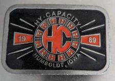 Hy Capacity 1989 Humboldt Iowa Belt Buckle Made In USA C+D HIT LIMITED EDITION