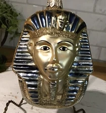 Vintage KURT S. ADLER  Museum Co.Egypt KING TUT CHRISTMAS Glass ORNAMENT 4" 1995