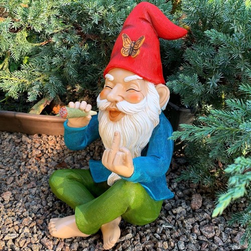 Funny Smoking Garden Gnome Statue Resin Lawn Ornament Figure Statue Decoration - Picture 7 of 13