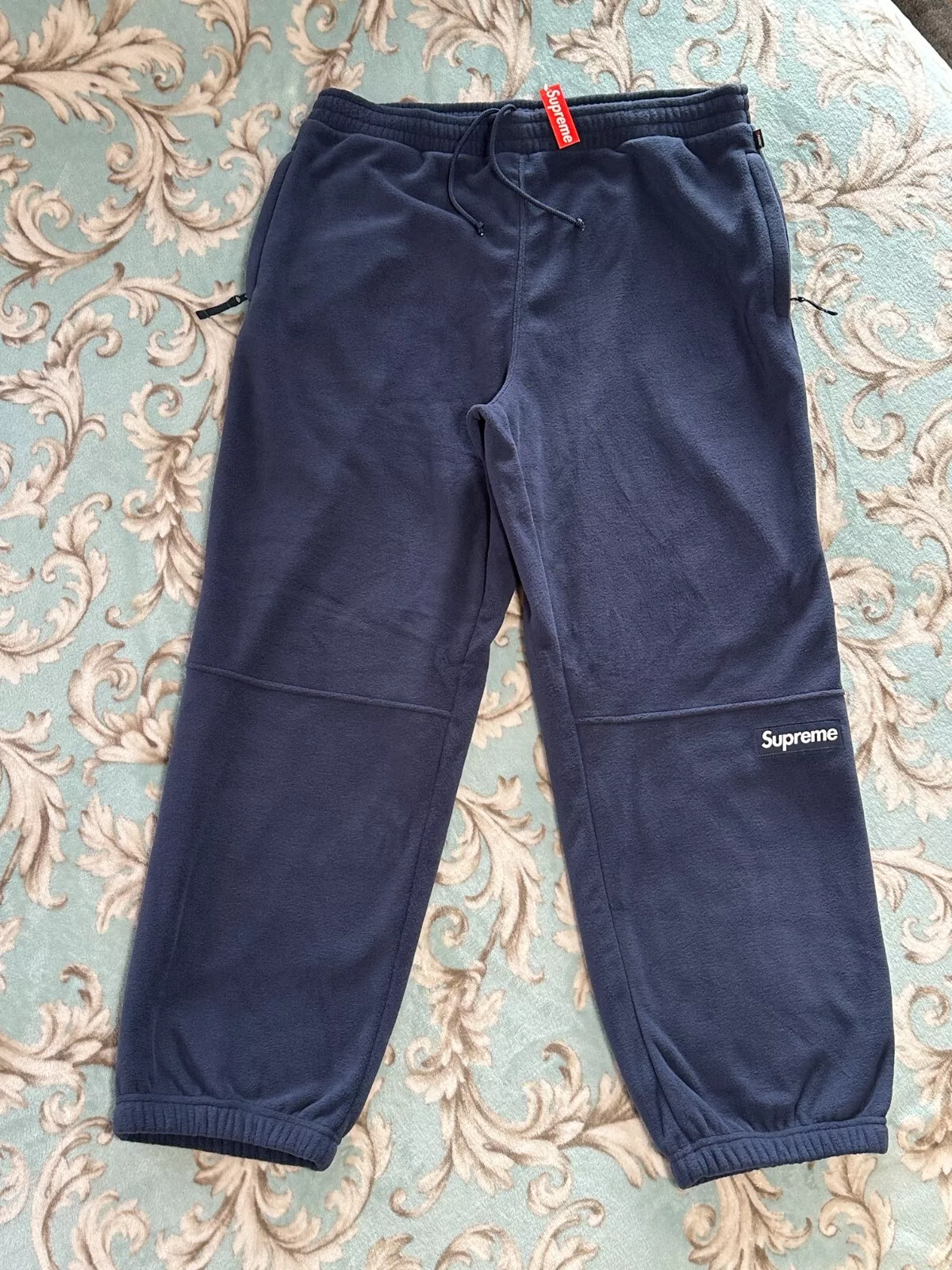 PANTALON POLARTEC SUPRÊME (BLEU MARINE) (XL) PANTALON DE SURVÊTEMENT FW23 COUPE AMPLE PANTALON JEAN DENIM