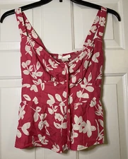 Urban Romantics Beautiful Pink/White Floral Smocked Tank Top Womens Medium