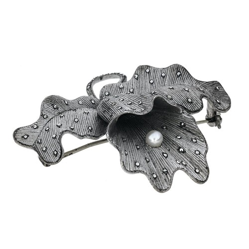 Theodor Fahner Edwardian Sterling Silver Sculptural Floral Brooch SP-3323-P - Picture 3 of 4
