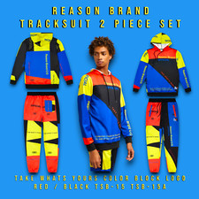 Reason Take Whats Color Block Logo Tracksuit 2 Piece Hoodie  Pants Large A2