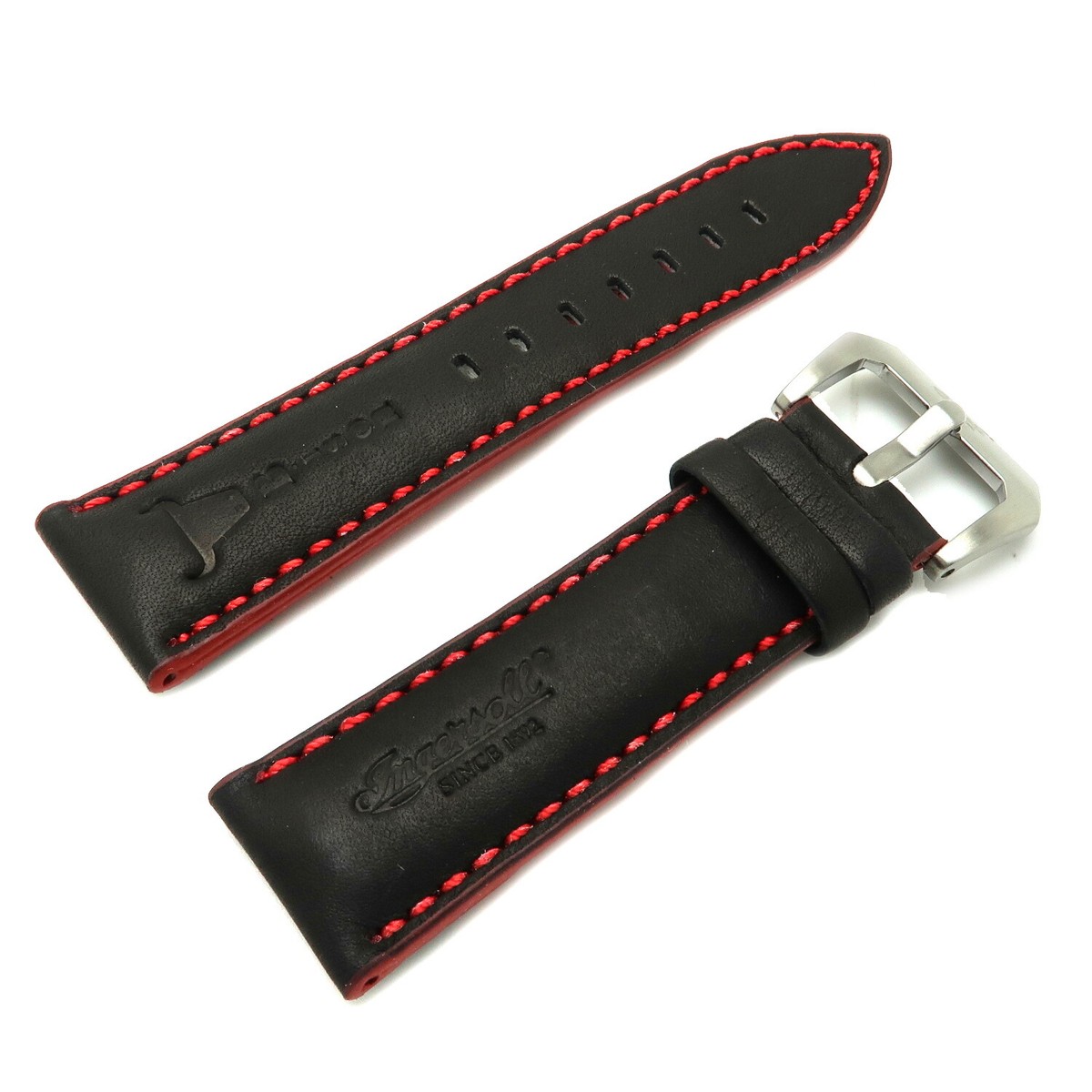 Ingersoll Replacement Leather Strap Black-Red Lug Width 26mm