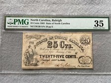1863 State of North Carolina, Raleigh Twenty Five Cents PMG Certified