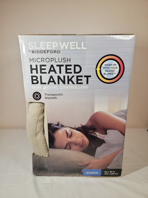 Biddeford Linen Heated Micro Plush Electric Blanket Full Queen w/ Dual  Control | eBay
