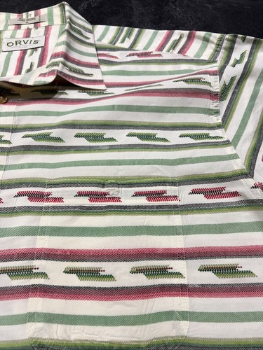 Orvis Shirt Mens Size XL Red Green Desert Aztec Navajo Southwestern Casual - Picture 3 of 11