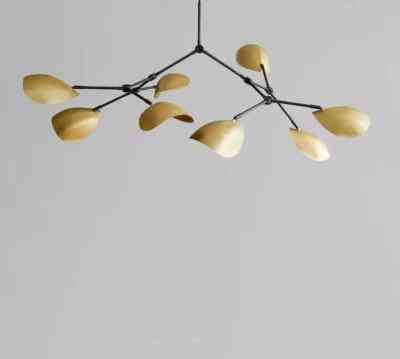 Stilnovo Style 8 Arm Curved Disk Shade Branch Sputnik Chandelier Light Fixture