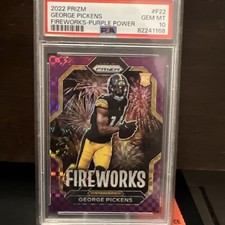 💎2022 Prizm George Pickens Rookie Fireworks Purple Power /49 PSA 10 SSP RC