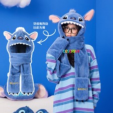 Stitch Lilo Plush Hat Scarf Gloves Soft Plush Bag Warm Ears Winter Scarves Cap