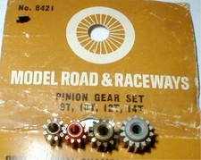 4 Pinion Gear Tune-Up Kit 9T, 10T, 12T, 14T .093" Strombecker Slot Car 1960 NOS