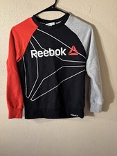 Reebok Boys Black Crew Neck Sweatshirt With Large Reebok Logo