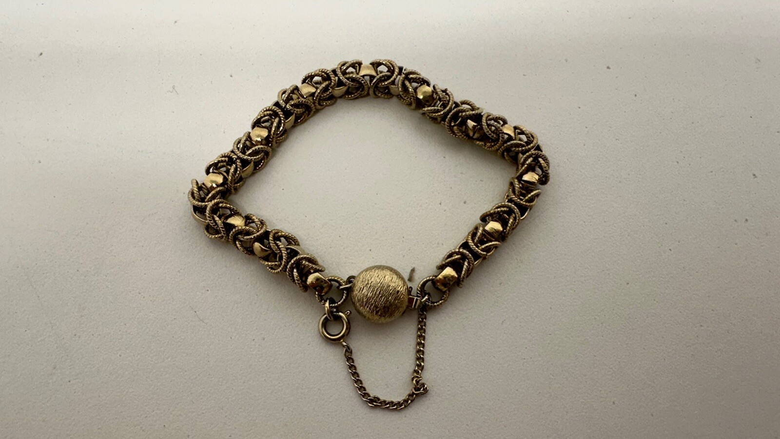 Vintage Byzantine Chain Bracelet Gold Tone Safety Clasp Costume Jewelry