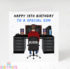 Personalised Boys Gamer Birthday Card Gaming PC Card Son Grandson Nephew Godson