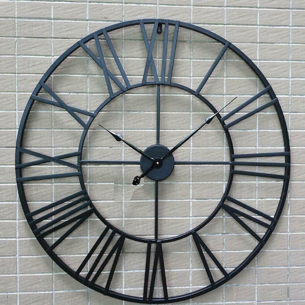 Open Face Round Wall Clock Roman Numerals Skeleton Metal 78 cm Big Giant Black photo Open Face Round Wall Clock Roman Numerals Skeleton Metal 78 cm Big Giant Black featured image