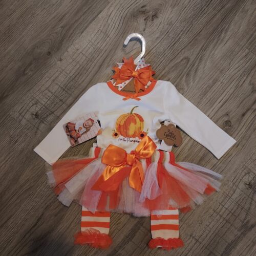 NWT Baby Essentials Thanksgiving Outfit Baby Girls Size 3m Pumpkin Tutu ...
