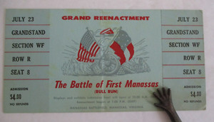 1961 Full Ticket BATTLE FIRST MANASSAS(Bull Run), Civil War Grand Reenactment