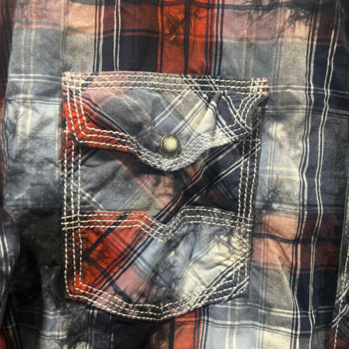 Fibbia BKE camicia vintage a quadri con perle a scatto xxlarge manica lunga western cowboy - Foto 3 di 12