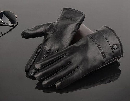 Men's Leather Gloves Real Soft Fleece Lined Winter Cashmere Casual Driving Warm - Picture 6 of 10