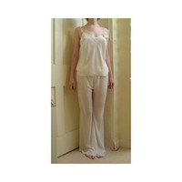 Jane Woolrich Cream Strappy Pyjamas Medium Jane Woolrich Cream Strappy Pyjamas Medium