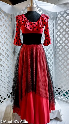 Spanish Peasant Dress "Esmeralda" Don Quixote 2 Pc Red/Blk Dress & Head  Scarf | eBay