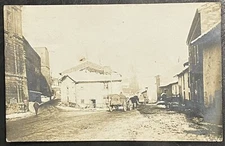 RPPC WWI Germany Military Town Wagon Horse Village Photo Postcard Buildings