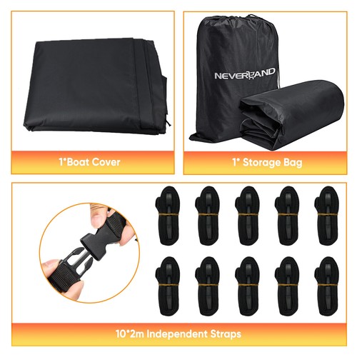 210D Heavy Duty Waterproof Boat Cover Trailerable For V-Hull 17-19FT 102" Beam - Picture 9 of 21