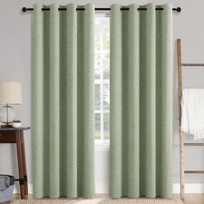Sage Green Linen Texture Blackout Curtains 52x84 Inch 2 Panels 