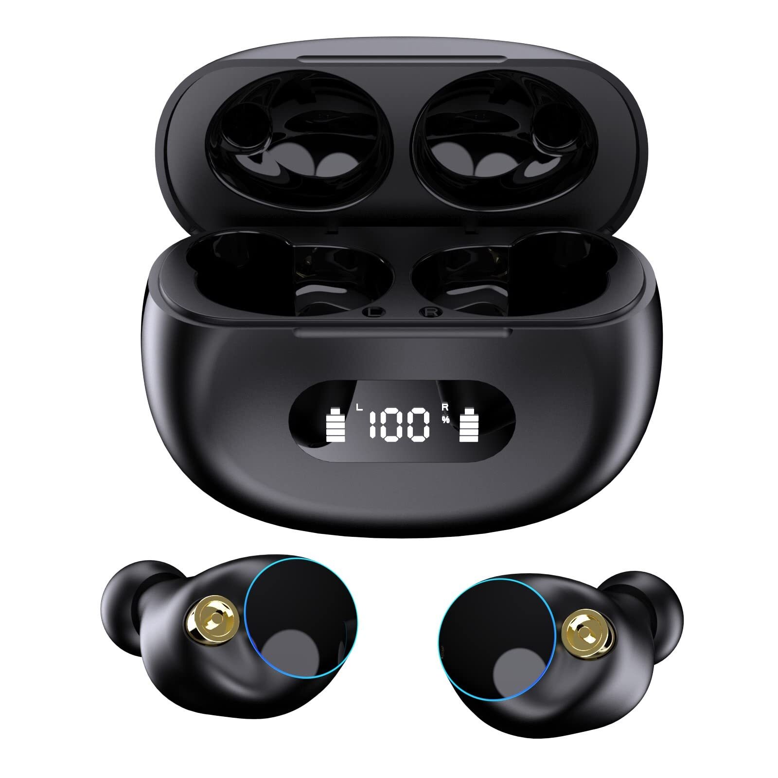 Wireless Bluetooth 5.2 Earbuds with Fingerprint Touch & Comfort Fit
