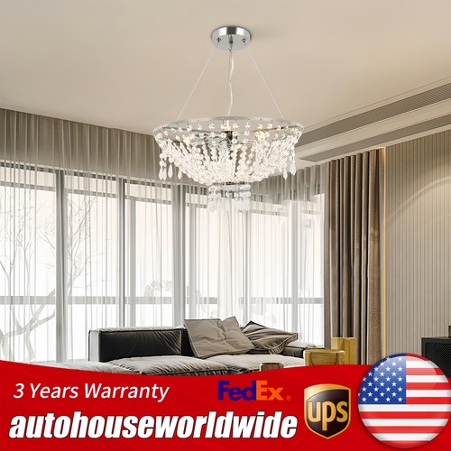Luxury Foyer Crystal Chandelier Ceiling Hanging Pendant Light Vintage Lamp 110V - Picture 2 of 12