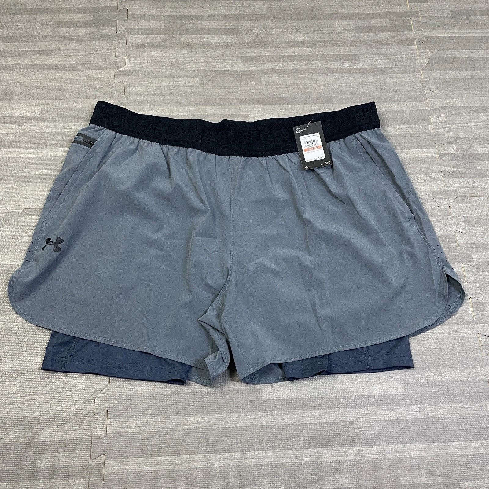 Under Armour UA Peak Woven 2-in-1 Shorts Mens Size 3XL 5" Gray 1378604-002 $70