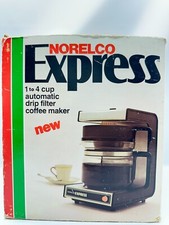 Vtg 70s NORELCO Express (HB5123) 1-4 Cup Auto Drip Coffee Maker w/ Box & Extras