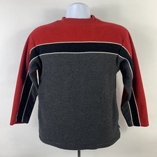 Arizona Fleece Pullover Youth Medium Gray Red Crew Neck Long Sleeve Sweater