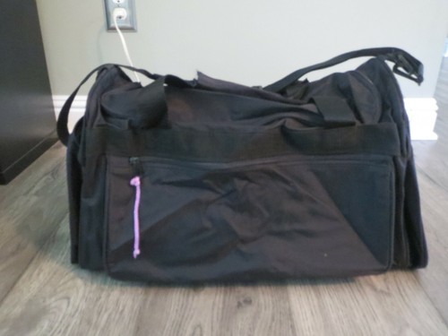 Black Nylon Duffle bag~double handles~shoulder strap~side zip sections