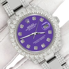 Rolex Datejust 31mm Custom Pave 7.2ct Iced Diamond Pastel Purple Watch 178240