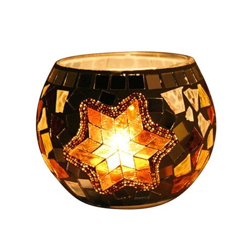 1PC Moroccan Mosaic Glass Candlestick Votive Candle Holder Tea Light Candelab H8 - Picture 4 of 7