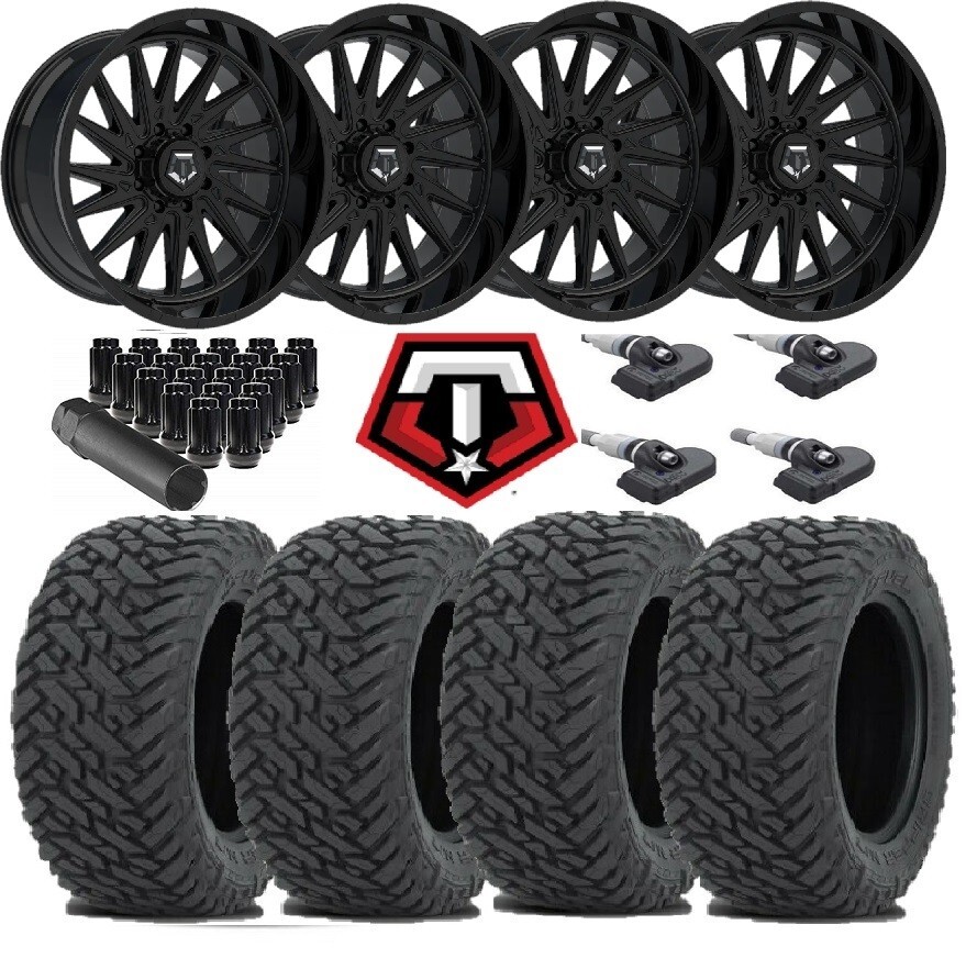 TIS GLOSS BLACK WHEEL TIRE 35 12.50 22 2500 3500 RAM 8X165.1 8 LUG