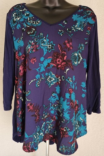 Dana Buchman Womens Shirt Top Blouse Size M Medium Multicolor Floral - Picture 7 of 24