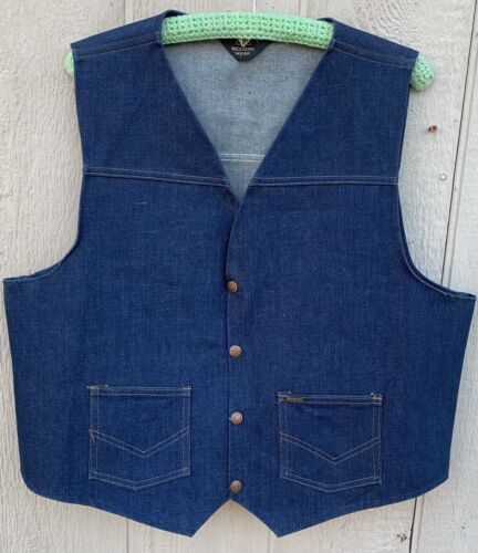 vintage Sears Western Wear denim vest Roebucks snap front cowboycore size XL - Picture 2 of 24