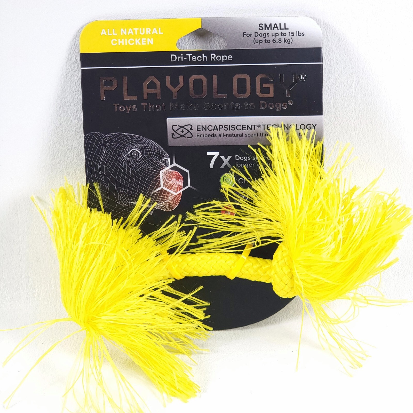 Playology Dog Toy All Natural Dri-Tech Rope Chicken Scent SMALL Up To 15 lbs NEW