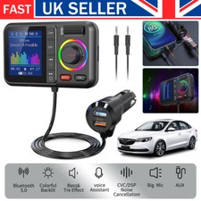 Bluetooth 5.0 Car Wireless FM Transmitter Adapter 2USB PD Charger Hands-Free