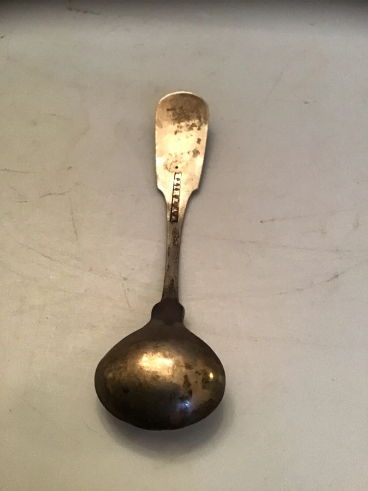 RARO Antiguo W.W. Blanco American Plata Carrito de Té Cuchara Cesta de Flores Motivo Foto 4 de 4