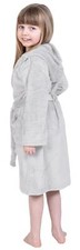 Kids Silver Fleece Dressing Gown Soft Warm Flannel Bath Robe Boys Girls Children