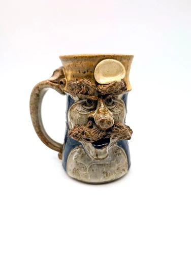 Vtg  1980's John Coiner Dr Doctor MD Face Mug Handcrafted Stoneware Art Pottery