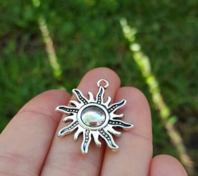 925 STERLING silver 20'' chain necklace SUN Shine starburst charm female women